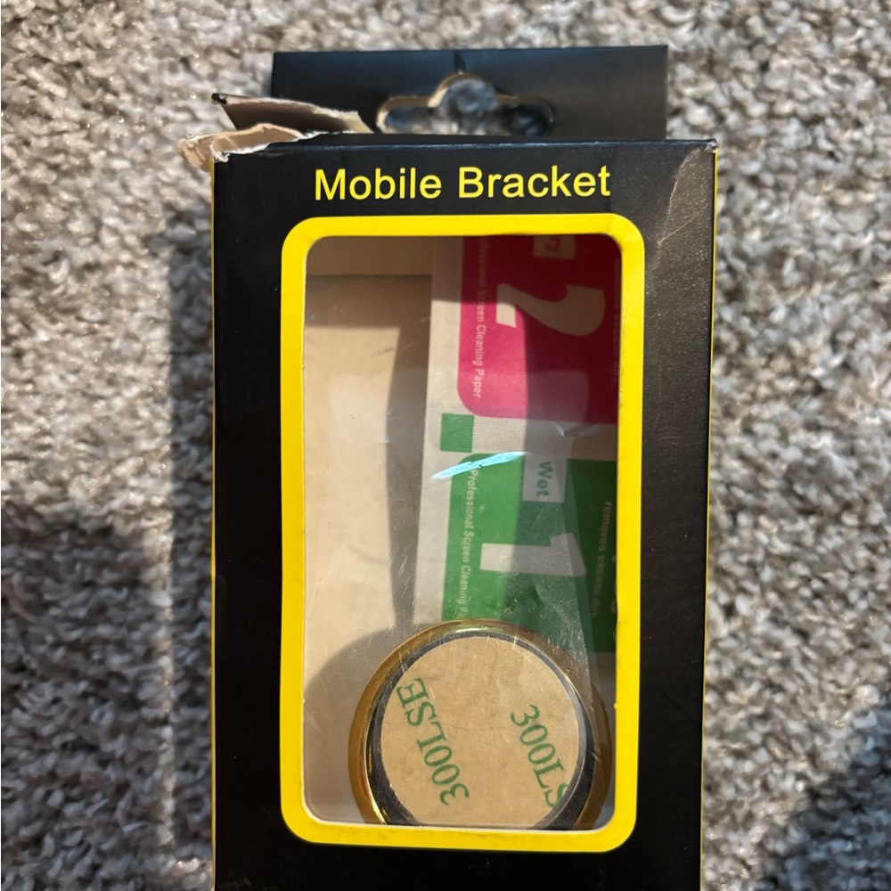 Mobile Bracket Phone Ring Holder - Black and Yellow Packaging
